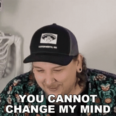 Man In Hat And Floral Shirt Laughing You Cannot Change My Mind GIF