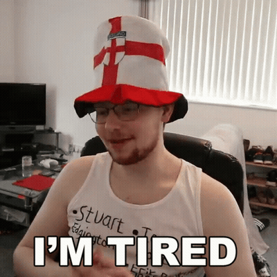 Man In Hat And Glasses With I'm Tired Shirt GIF