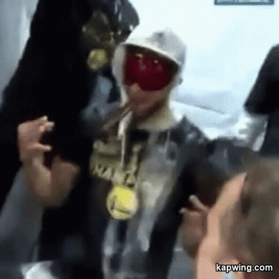 Man In Hat And Goggles With Others GIF