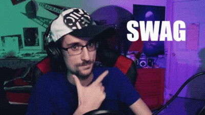 Man In Hat And Headphones Saying Swag GIF