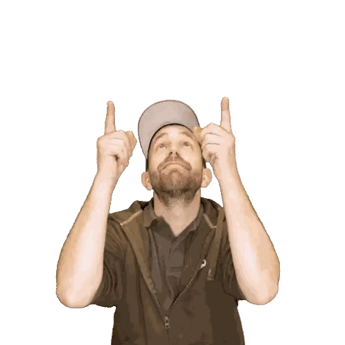 Man In Hat And Hoodie Pointing Up Sticker