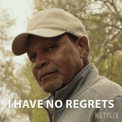 Man In Hat And Jacket Says I Have No Regrets GIF