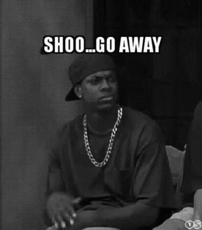 Man In Hat And Necklace With Shoo Go Away GIF