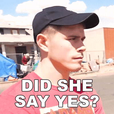 Man In Hat And Red Shirt Saying Did She Say Yes GIF