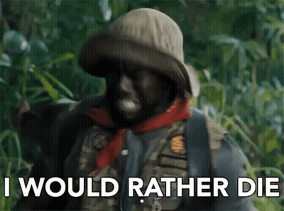 Man in Hat and Scarf Says I Would Rather Die