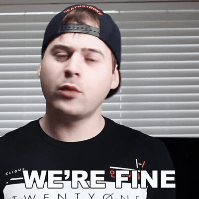 Man In Hat And Shirt Saying We're Fine GIF