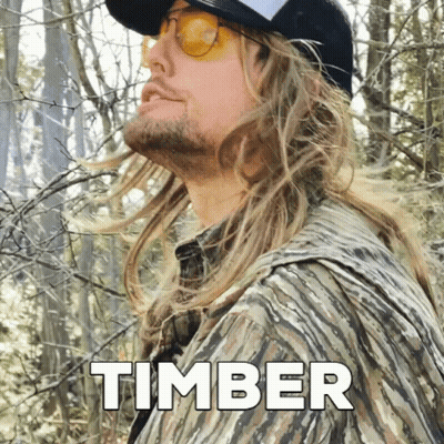 Man In Hat And Sunglasses In Woods Saying Timber GIF