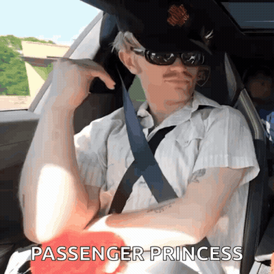 Man In Hat And Sunglasses Sitting In Car Passenger Princess GIF