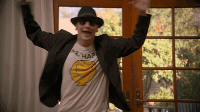 Man In Hat And Sunglasses Wearing Mr Hap Shirt GIF