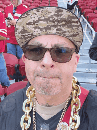 Man In Hat And Sunglasses With 49Ers Chain GIF
