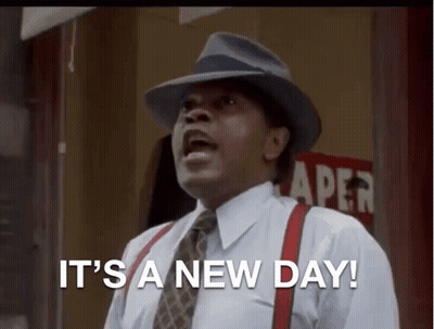 Man In Hat And Suspenders Saying New Day GIF