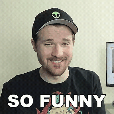 Man In Hat And T-Shirt Saying So Funny GIF