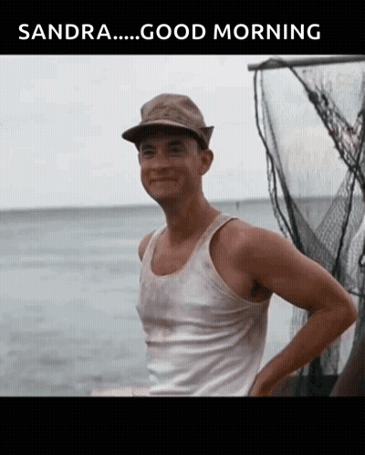 Man In Hat And Tank Top Saying Good Morning GIF