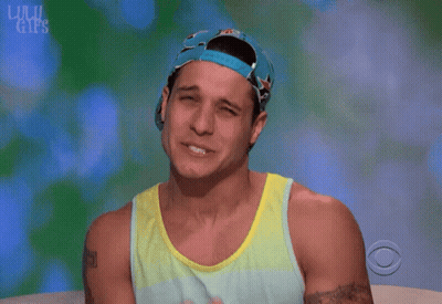 Man In Hat And Tank Top Saying Ouch GIF