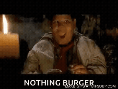 Man In Hat And Tie Sitting By Candle And Nothing Burger Sign GIF
