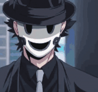 Man In Hat And Tie Wearing Mask GIF