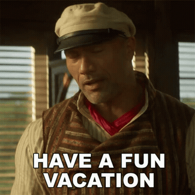Man In Hat And Vest Saying Have A Fun Vacation GIF