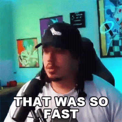 Man In Hat And White Shirt Saying That Was So Fast GIF