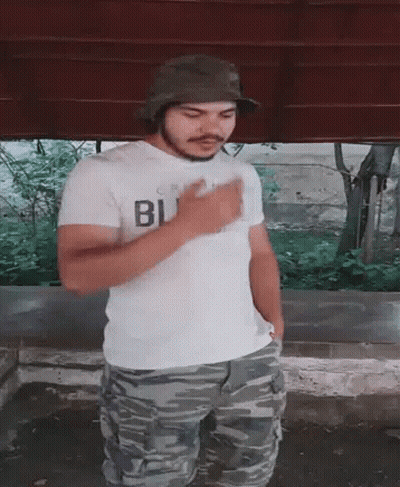 Man In Hat And White Shirt With Letter B GIF