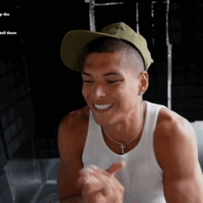 Man In Hat And White Tank Top Smiling GIF