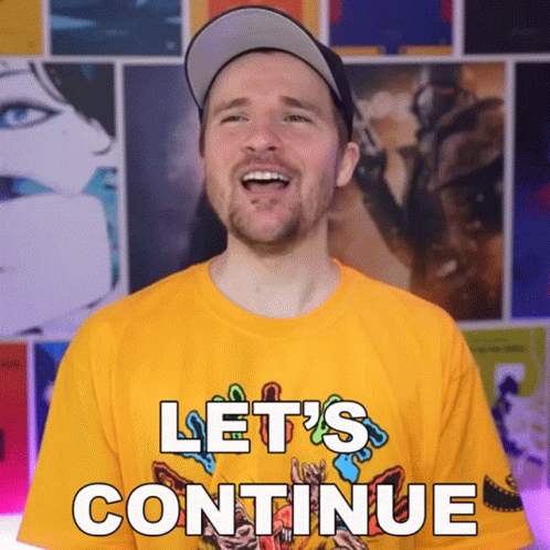 Man In Hat And Yellow Shirt Saying Let's Continue GIF