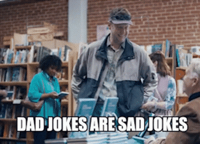 Man In Hat Bookstore Dad Jokes Are Sad GIF