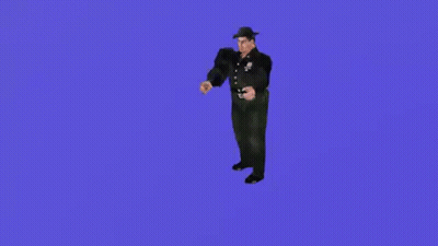Man In Hat Dancing On Blue Background GIF