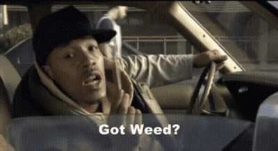 Man In Hat Driving Car Says Got Weed? GIF