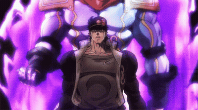 Man In Hat Facing Purple Monster JoJo's Bizarre Adventure GIF