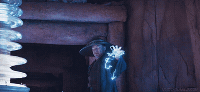 Man In Hat Holding Lightning Bolt GIF