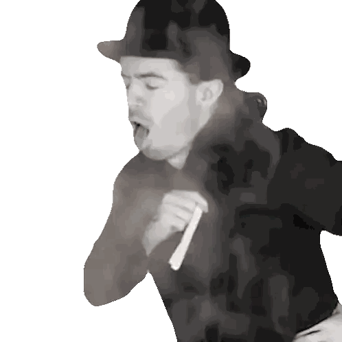 Man In Hat Holding Paper Sticker