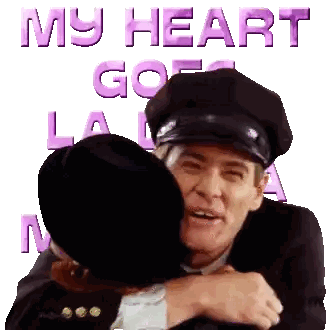 Man In Hat Hugging Another With My Heart Goes La La Sticker