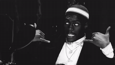 Man In Hat Pointing Black And White GIF