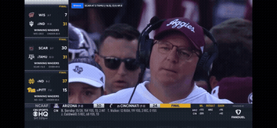 Man In Hat Saying Aggies Watching Football Game GIF