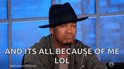 Man In Hat Saying And It's All Because Of Me LOL GIF