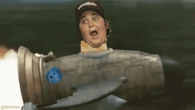 Man In Hat Saying Champions In Rocket GIF