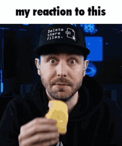 Man In Hat Saying Delete Files Holding Bread GIF