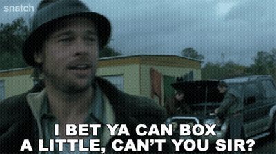 Man In Hat Saying I Bet Ya Can Box A Little GIF