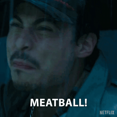 Man In Hat Saying Meatball Netflix Ad GIF