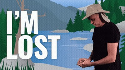 Man In Hat Says I'm Lost At Lake GIF