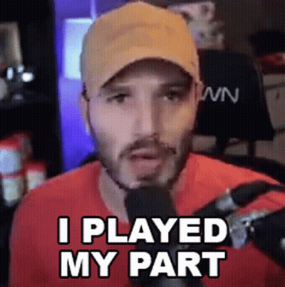 Man In Hat Says I Played My Part Into Microphone GIF