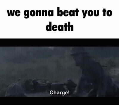Man In Hat Says We Gonna Beat You To Death Charge GIF