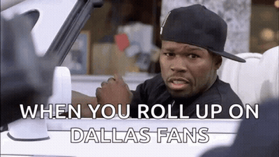 Man In Hat Sitting In Car Saying When You Roll Up On Dallas Fans GIF
