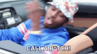 Man In Hat Sitting In Car Says Call A Bitch GIF