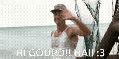 Man In Hat Waving On Boat GIF