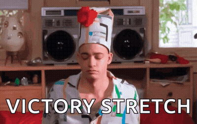 Man In Hat With Flower Sitting In Front Of Boombox Victory Stretch GIF