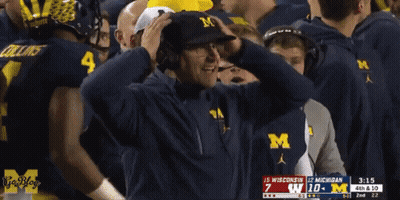 Man In Hat With Letter M Watching Football Game GIF
