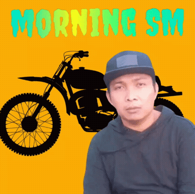 Man In Hat With Motorcycle Saying Morning SM GIF