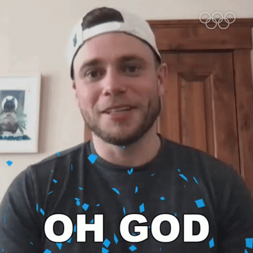 Man In Hat With Oh God Shirt GIF