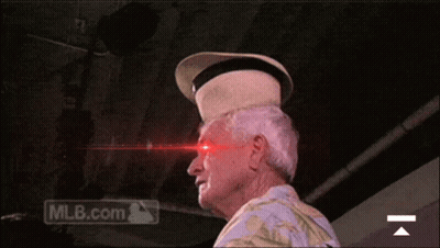 Man In Hat With Red Eyes And MLB.com Logo GIF